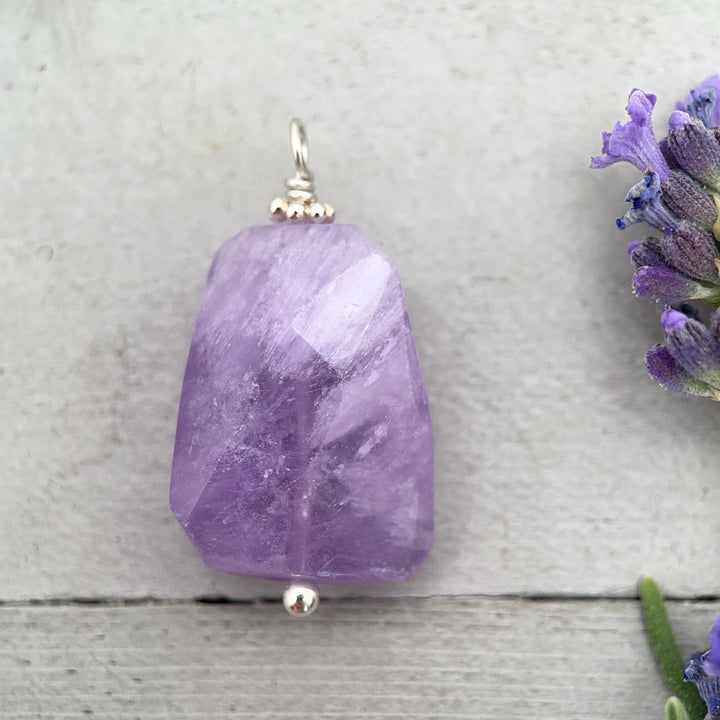 Amethyst Crystal Sterling Silver Pendant - SunlightSilver