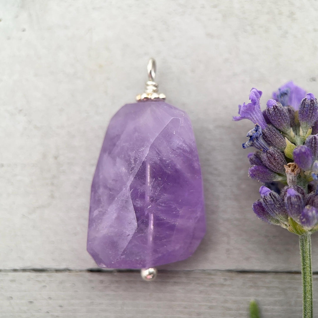Amethyst Crystal Sterling Silver Pendant - SunlightSilver