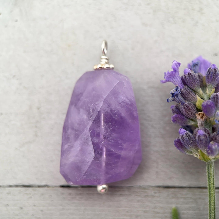 Amethyst Crystal Sterling Silver Pendant - SunlightSilver