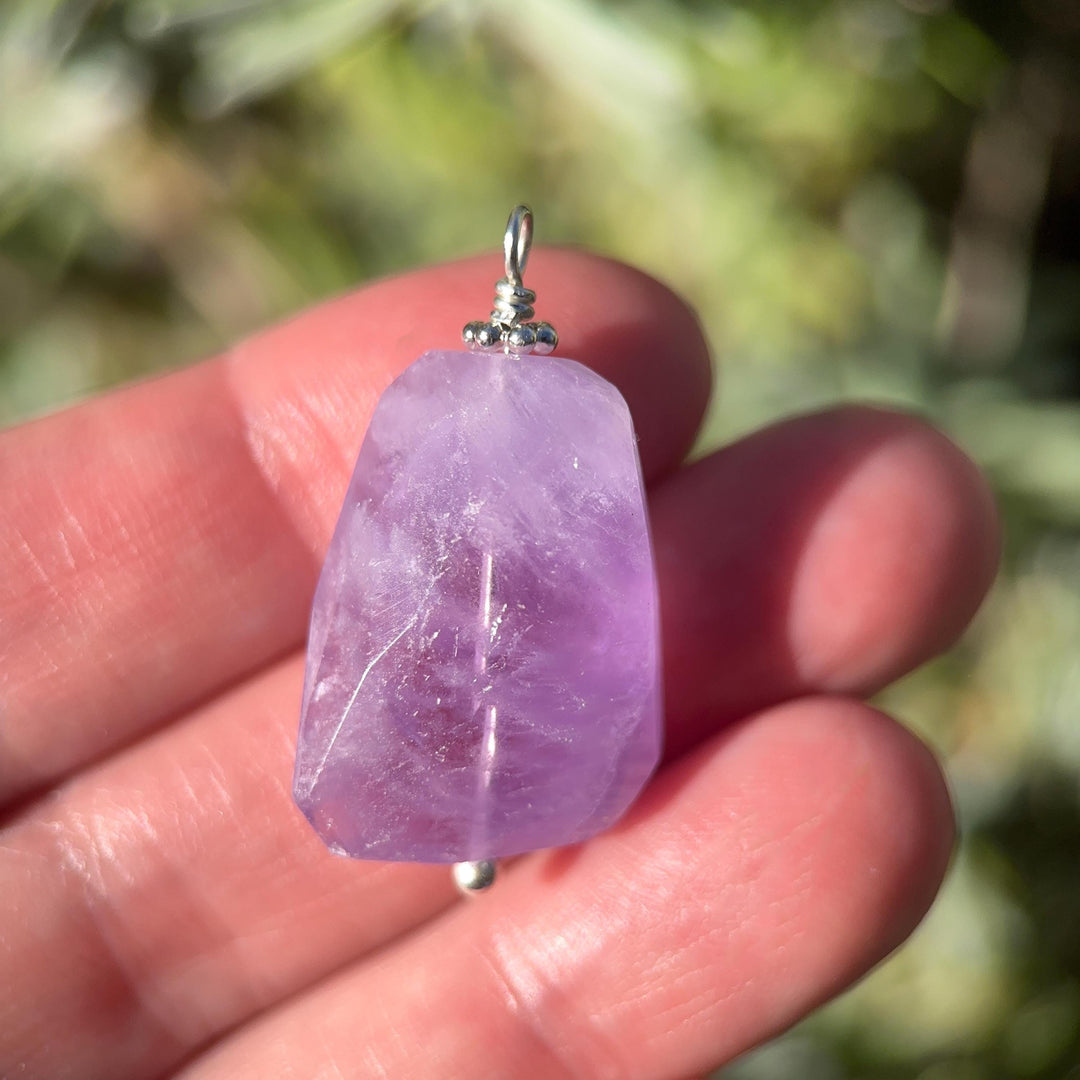 Amethyst Crystal Sterling Silver Pendant - SunlightSilver
