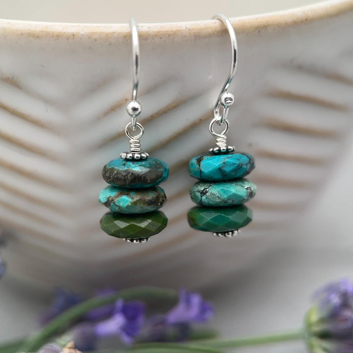 Natural Turquoise Earrings | Sterling Silver | December Birthstone | Handmade in the USA - SunlightSilver