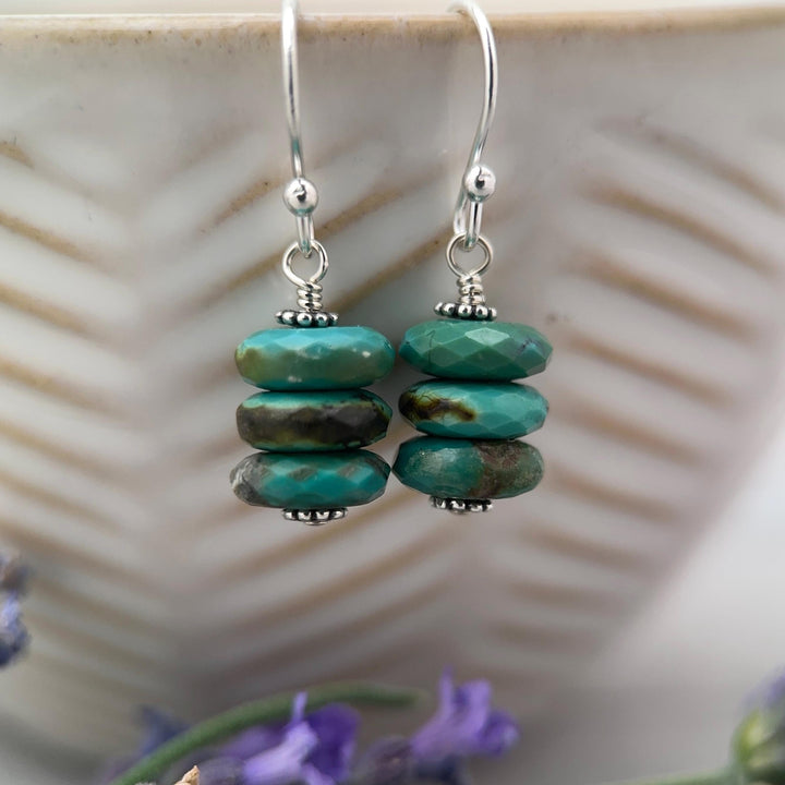 Natural Turquoise Earrings | Sterling Silver | December Birthstone | Handmade in the USA - SunlightSilver