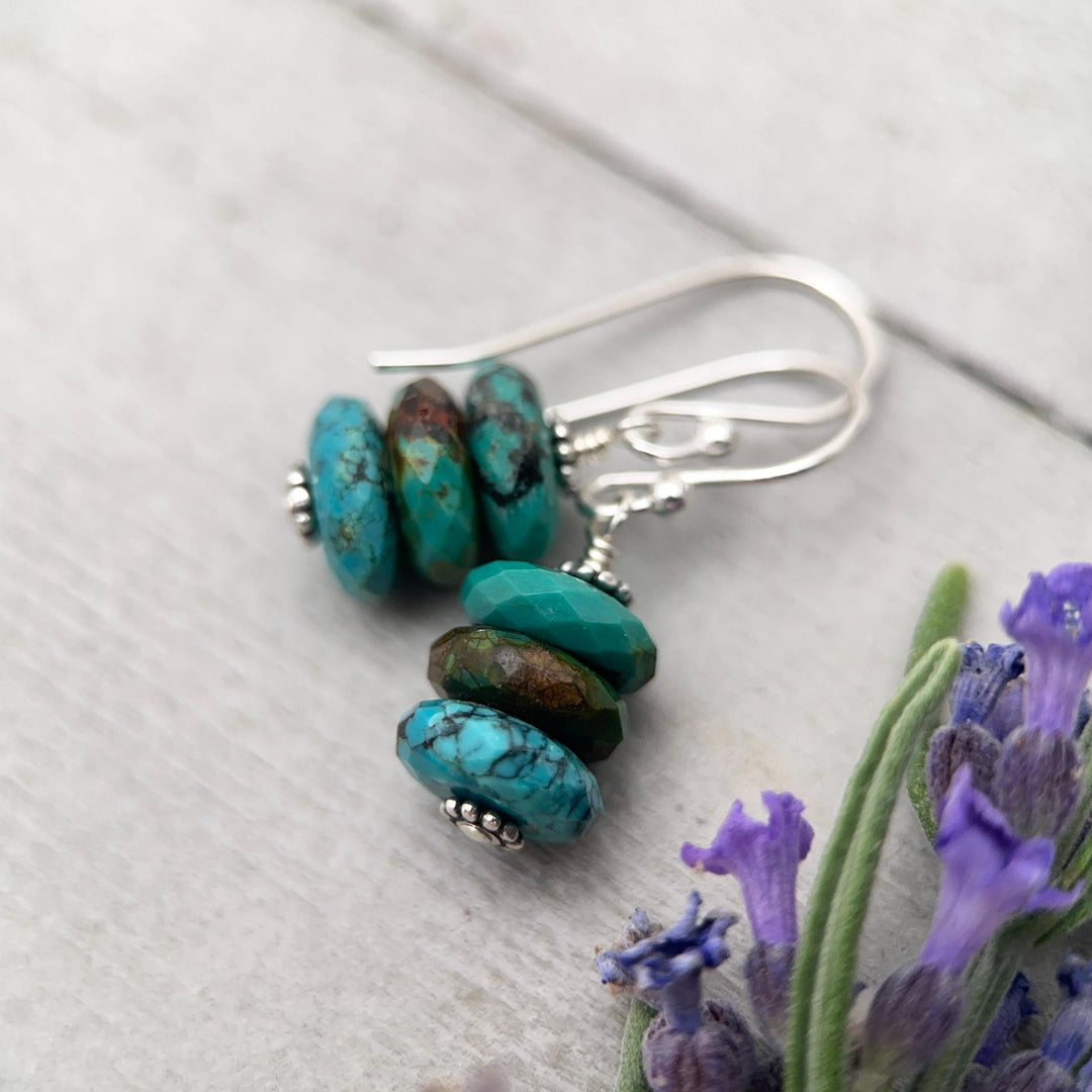Natural Turquoise Earrings | Sterling Silver | December Birthstone | Handmade in the USA - SunlightSilver