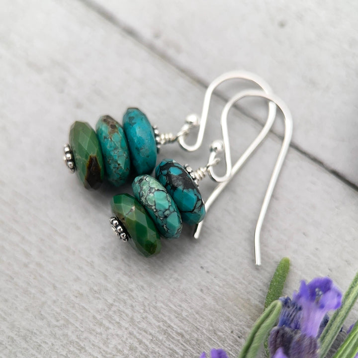 Natural Turquoise Earrings | Sterling Silver | December Birthstone | Handmade in the USA - SunlightSilver