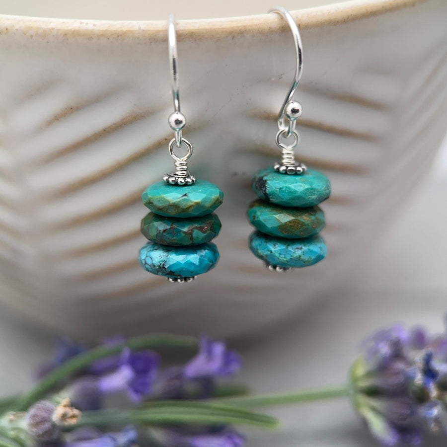 Natural Turquoise Earrings | Sterling Silver | December Birthstone | Handmade in the USA - SunlightSilver