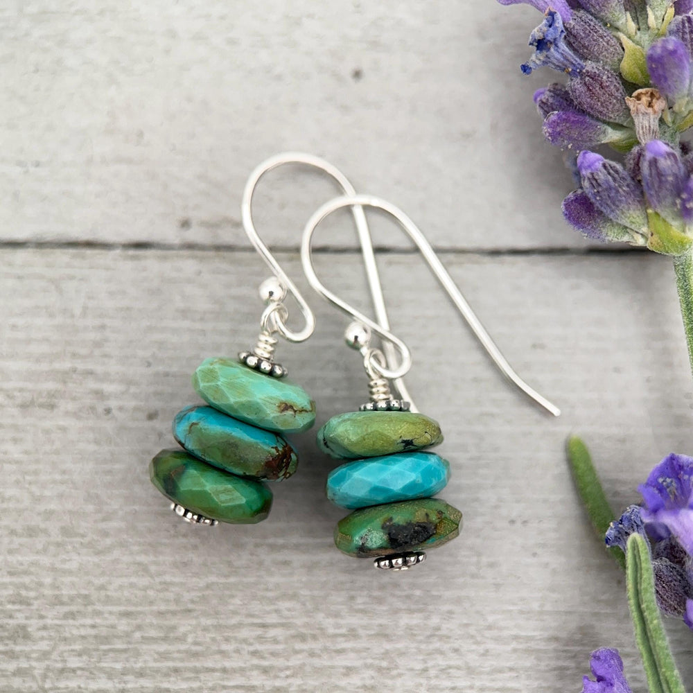 Natural Turquoise Earrings | Sterling Silver | December Birthstone | Handmade in the USA - SunlightSilver