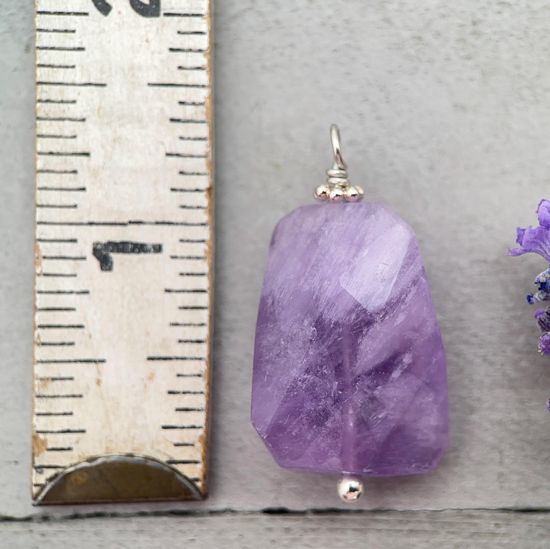 Amethyst Crystal Sterling Silver Pendant - SunlightSilver