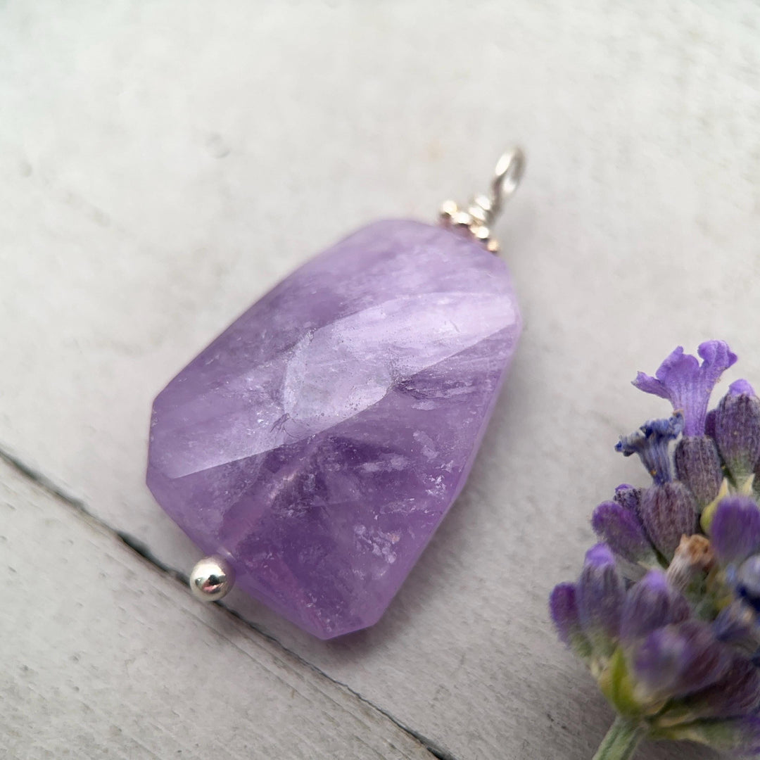 Amethyst Crystal Sterling Silver Pendant - SunlightSilver
