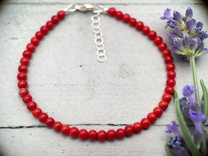 White Coral Beaded Necklace - Solid 925 Sterling Silver - Adjustable 16 to 18 inches - SunlightSilver