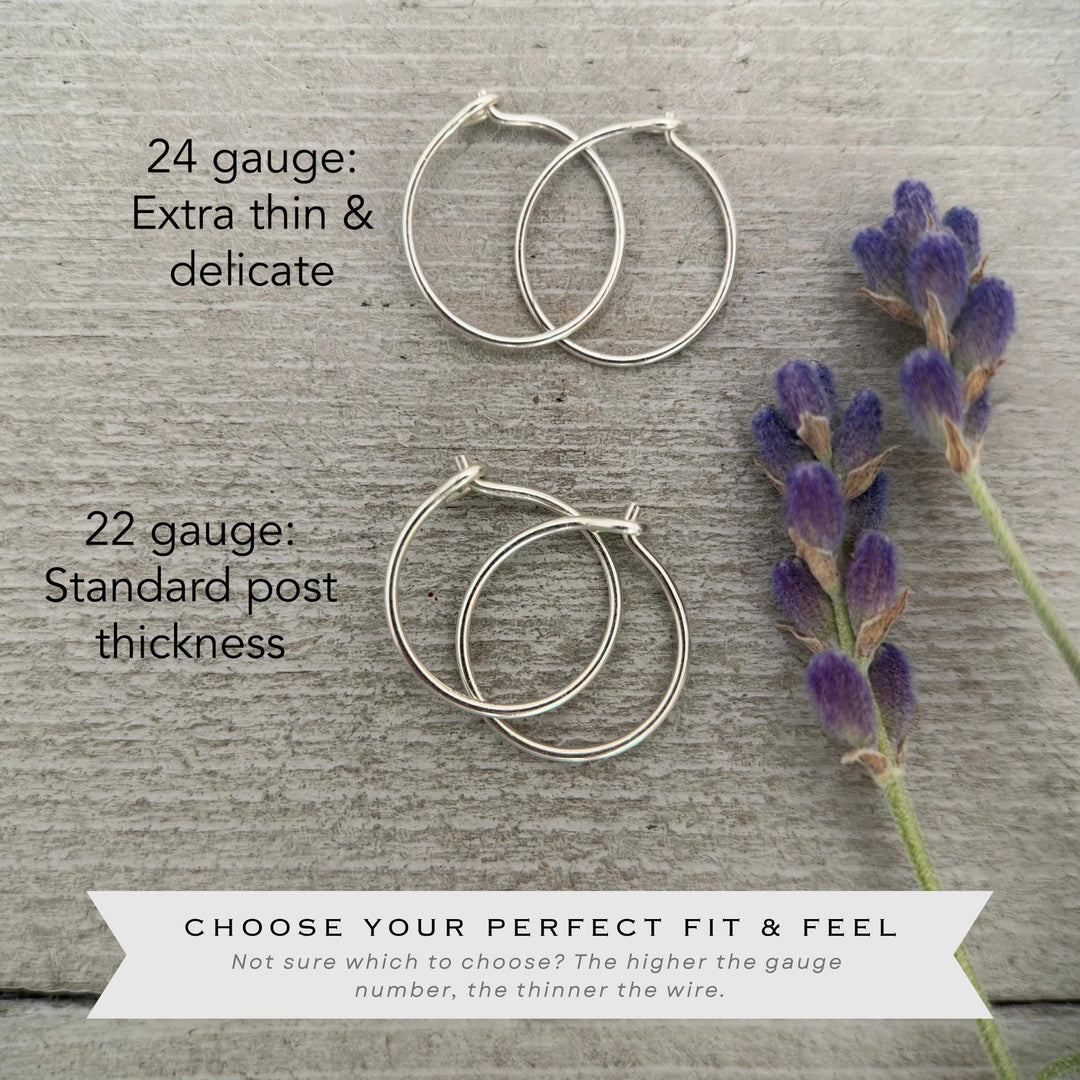 Small Silver Hoop Earrings - Thin, Hypoallergenic, Sterling Jewelry - Sizes 8-12mm Huggies - SunlightSilver
