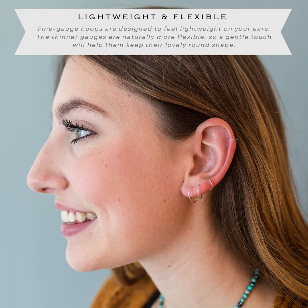 Solid Platinum Hoops | Thin - SunlightSilver
