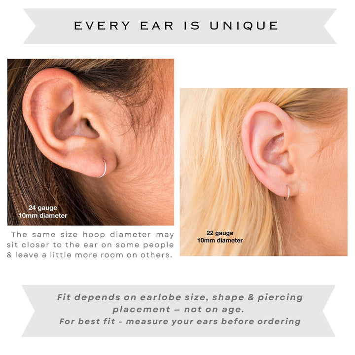 Small Silver Hoop Earrings - Thin, Hypoallergenic, Sterling Jewelry - Sizes 8-12mm Huggies - SunlightSilver