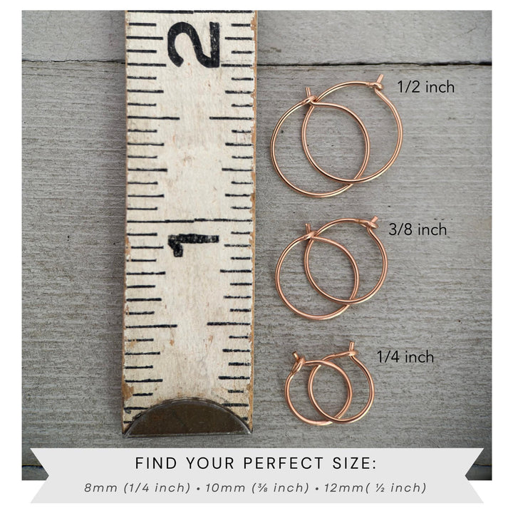 Little Rose Gold Hoops | 14K Rose Huggie Tiny Sleeper Earrings | 24/7 Hypoallergenic - SunlightSilver