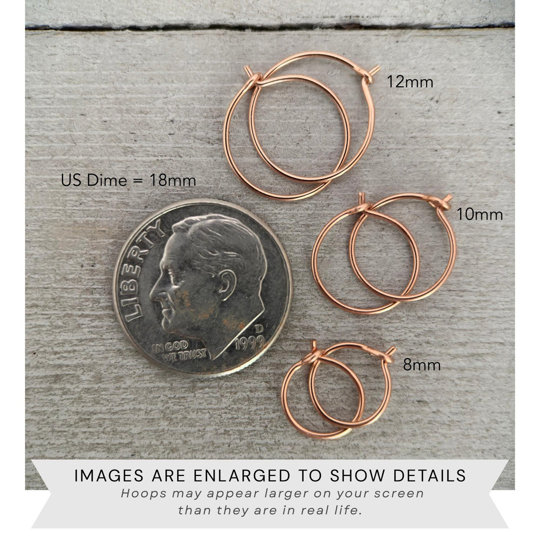 Little Rose Gold Hoops | 14K Rose Huggie Tiny Sleeper Earrings | 24/7 Hypoallergenic - SunlightSilver