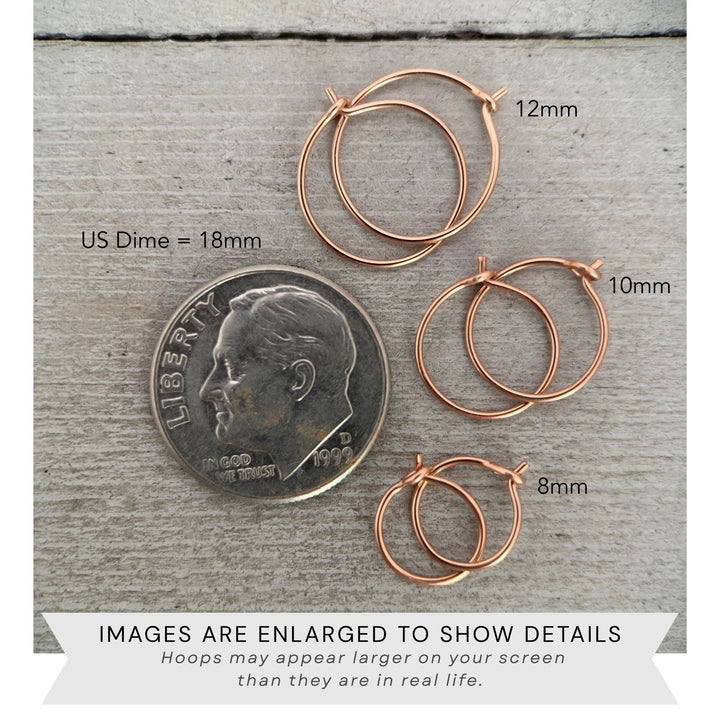 Little Rose Gold Hoops | 14K Rose Huggie Tiny Sleeper Earrings | 24/7 Hypoallergenic - SunlightSilver