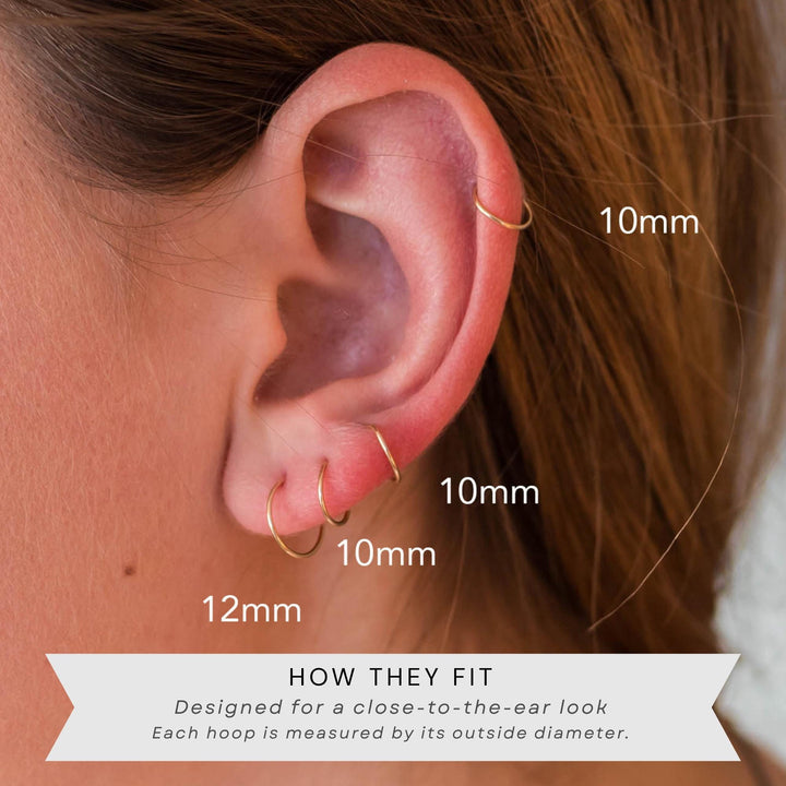 Little Rose Gold Hoops | 14K Rose Huggie Tiny Sleeper Earrings | 24/7 Hypoallergenic - SunlightSilver