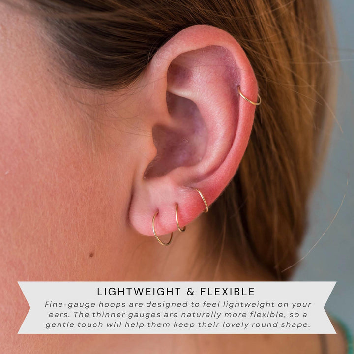 Little Rose Gold Hoops | 14K Rose Huggie Tiny Sleeper Earrings | 24/7 Hypoallergenic - SunlightSilver