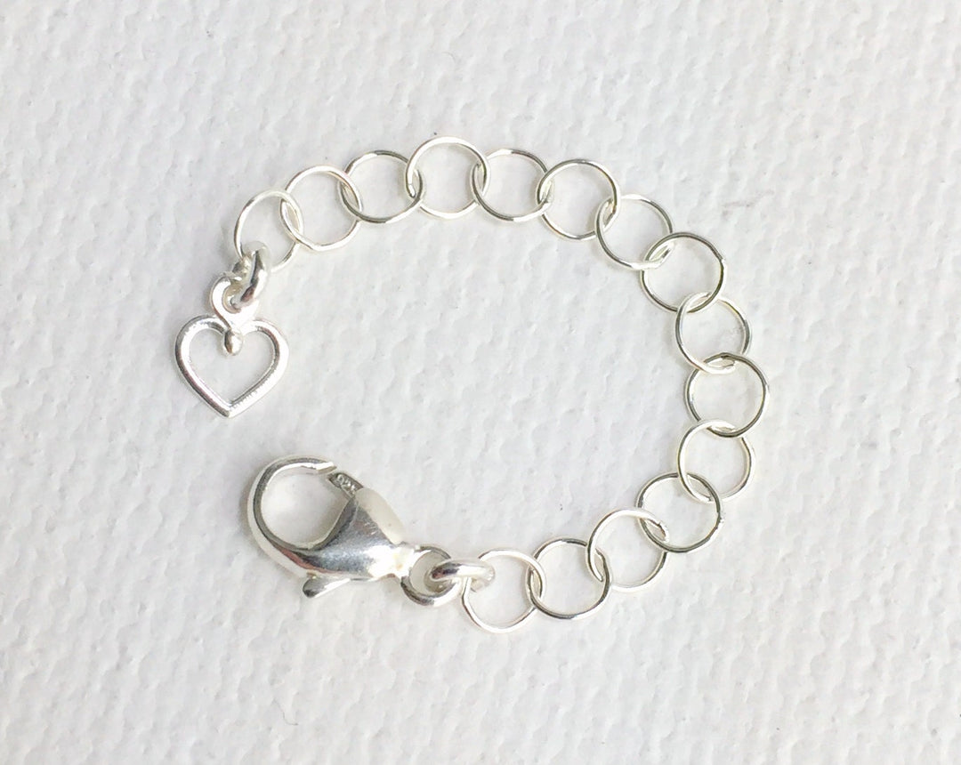 Sterling Silver Necklace Extender with Dainty Heart Charm | Interchangeable Jewelry Lengthener | Manage Layered Necklaces | Handmade in USA - SunlightSilver