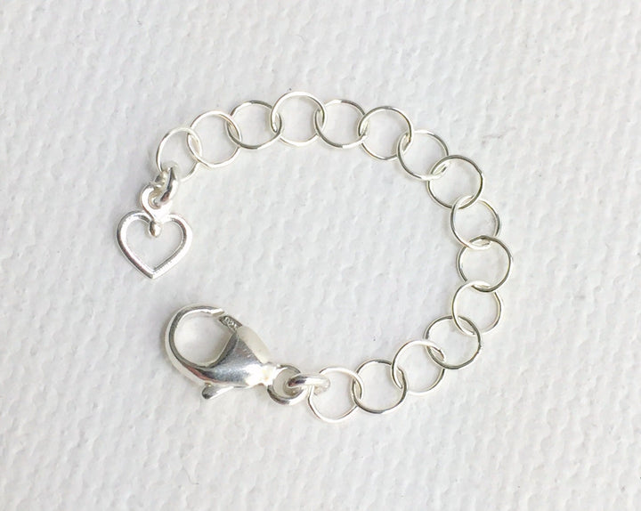 Sterling Silver Necklace Extender with Dainty Heart Charm | Interchangeable Jewelry Lengthener | Manage Layered Necklaces | Handmade in USA - SunlightSilver