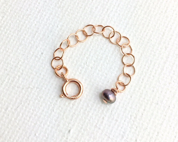 Custom Jewelry Extender in 14k Rose Gold Fill with Freshwater Pearl Charm. Choose your size. Works Great for Layered Necklaces, Bracelets - SunlightSilver