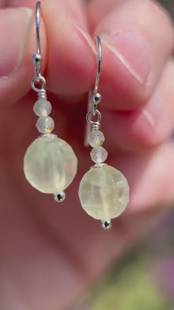 Prehnite and Sterling Silver Dangle Earrings