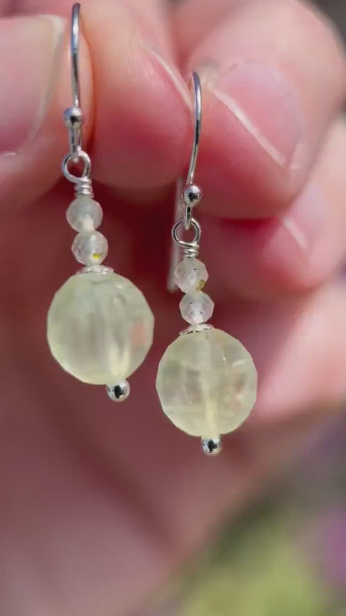 Prehnite and Sterling Silver Dangle Earrings