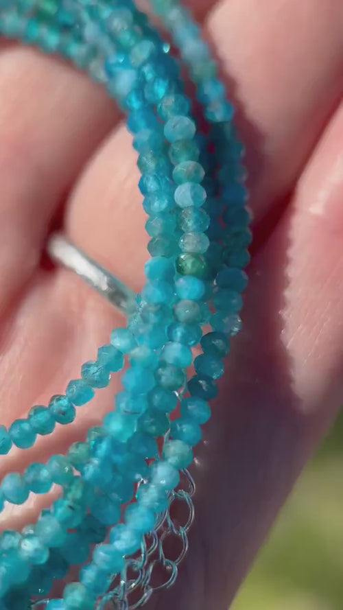 Faceted Beaded Apatite and Sterling Silver Silver Necklace