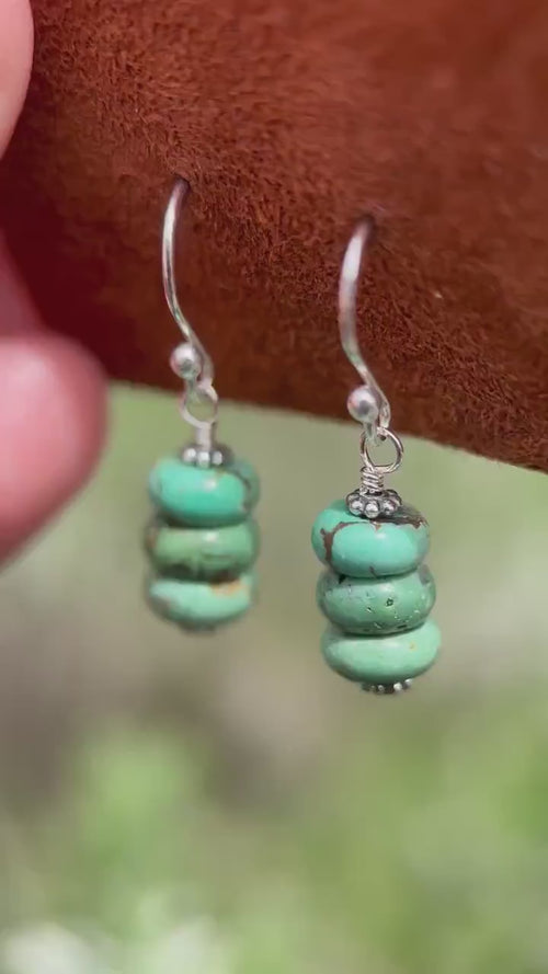 Natural Turquoise Earrings | Sterling Silver | December Birthstone | Handmade in the USA