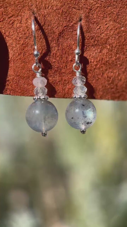 Glowing Labradorite and Sterling Silver Earrings - Aurora Borealis Northern Lights Stone