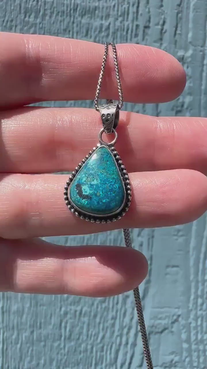Shattuckite and Sterling Silver Pendant