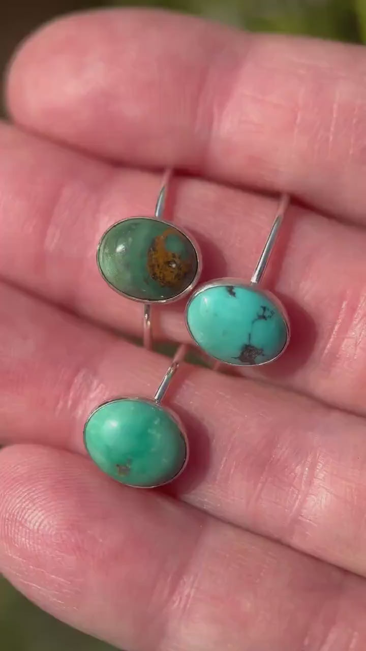 Dainty Turquoise 925 Sterling Silver Stacking Ring - Minimalist Jewelry, Southwestern - Handmade in USA