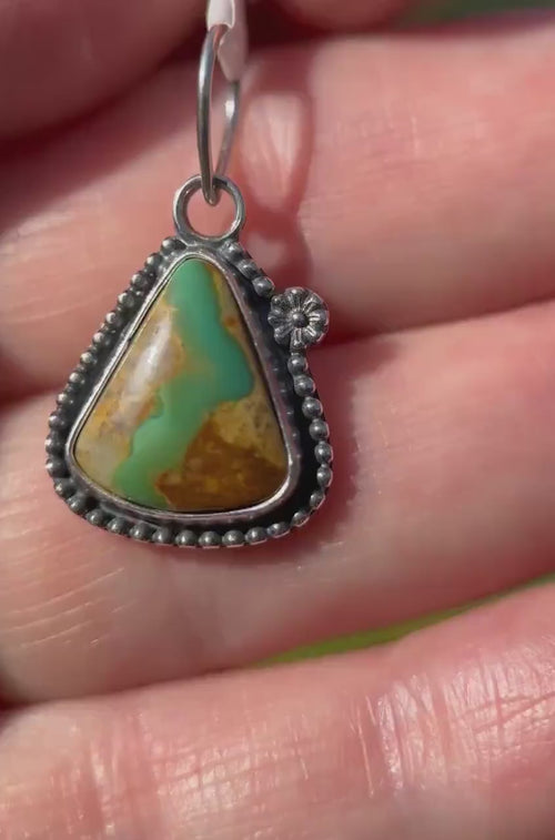 Royston Ribbon Turquoise Pendant – Vibrant Green Turquoise River – Solid 925 Sterling Silver - Small Layering Necklace - Made in the USA