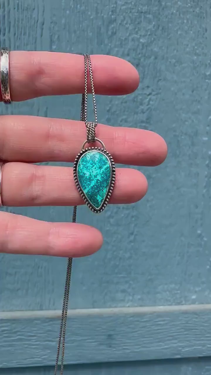 Chrysocolla and Sterling Silver Pendant