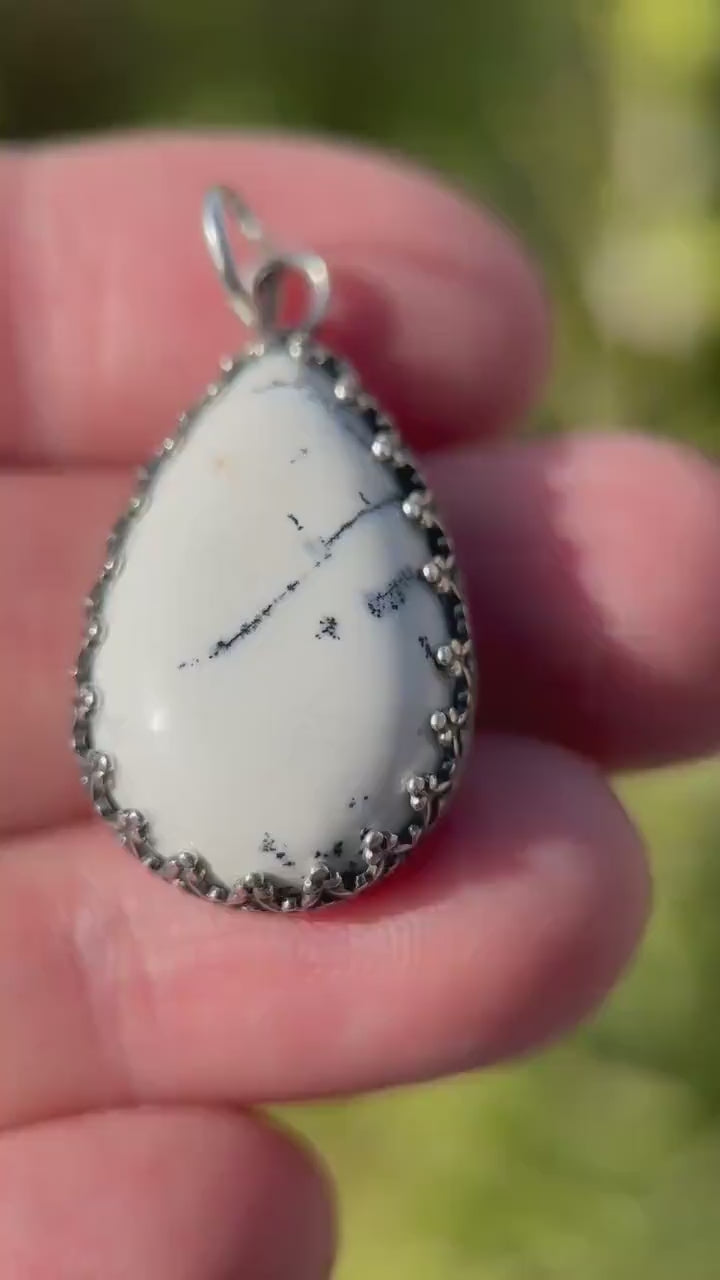 Dendritic Opal Chalcedony Sterling Silver Necklace