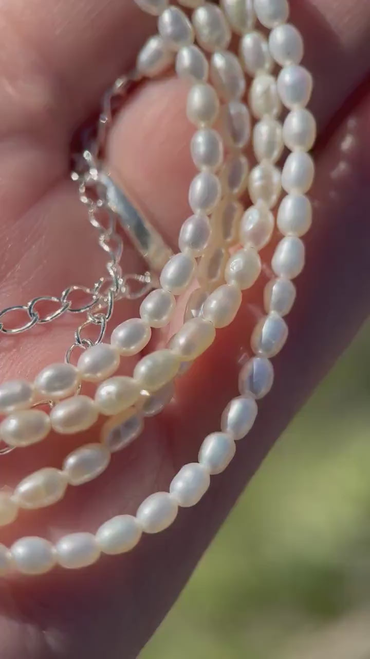 White Freshwater Pearl and Sterling Silver Necklace