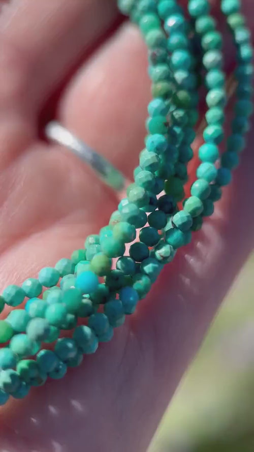 Faceted Turquoise and Sterling Silver Beaded Necklace