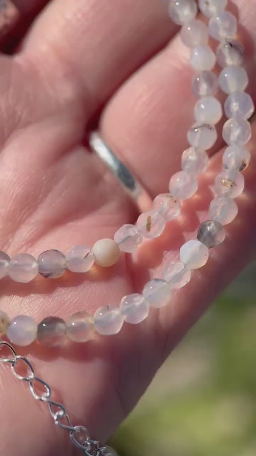 Faceted Montana Agate and Sterling Silver Beaded Necklace