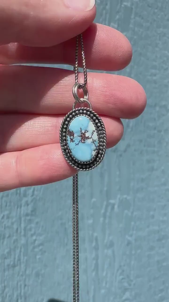 Golden Hills Turquoise and 925 Sterling Silver Pendant Necklace