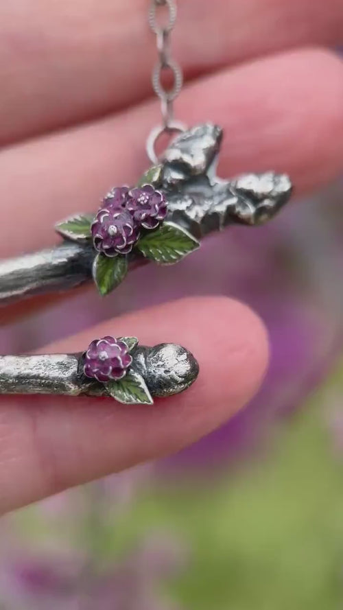 Silver Blooming Branch Pendant Necklace of