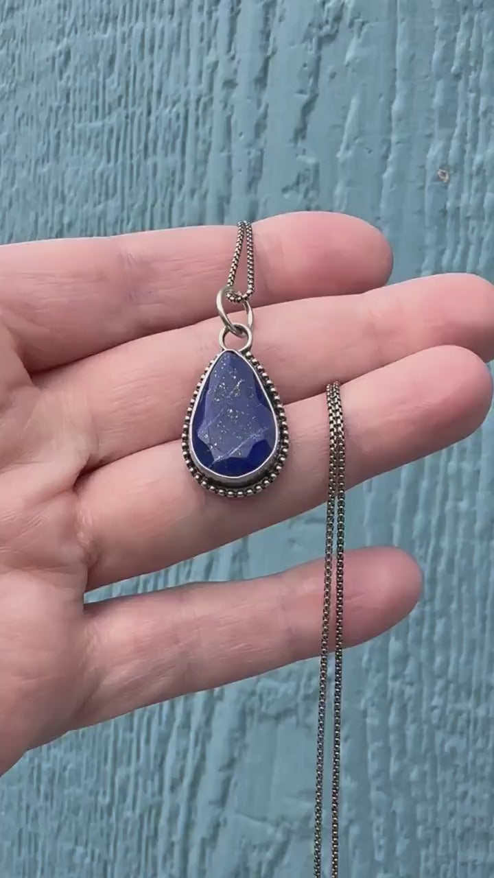 Lapis Lazuli and Solid 925 Sterling Silver Pendant