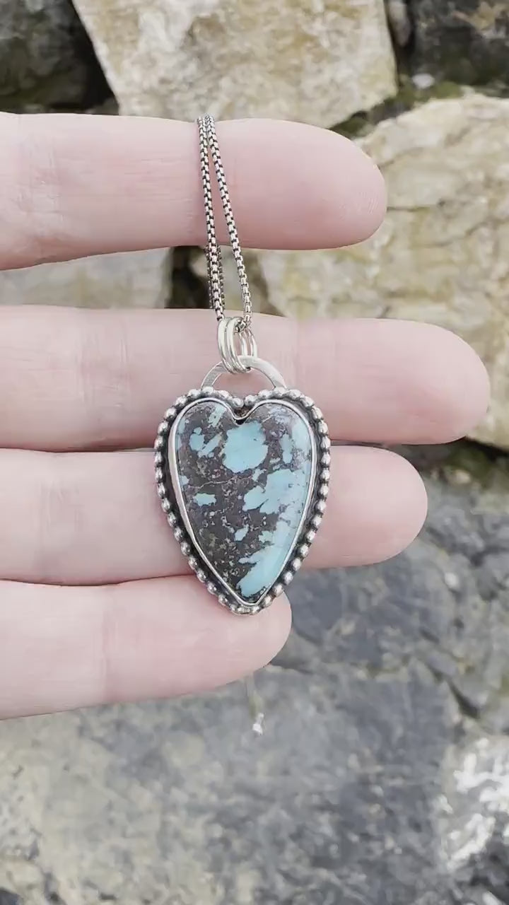 Turquoise Heart and Sterling Silver Pendant