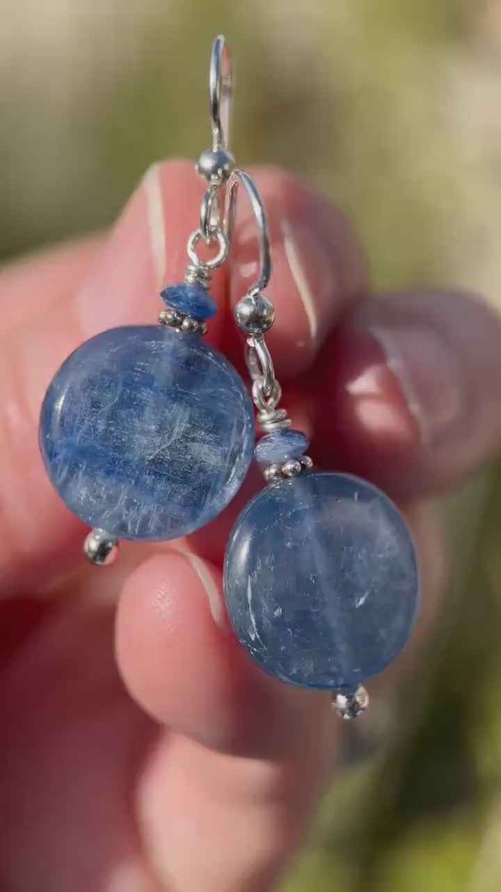 Blue Kyanite and Sterling Silver Earrings