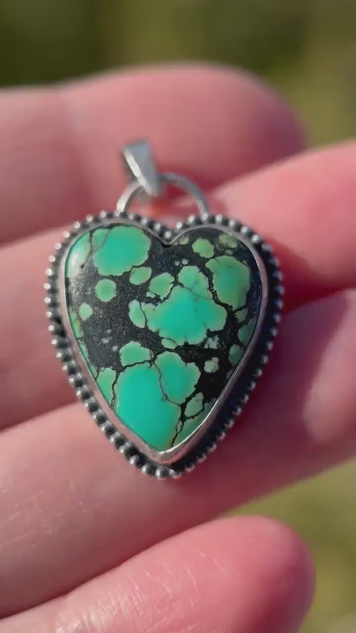 Turquoise Heart and Sterling Silver Pendant