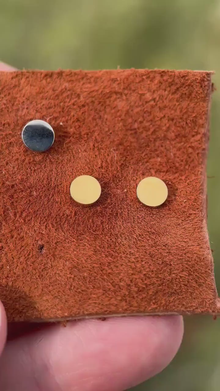 4mm Circle Stud Minimal Earrings • Stainless Steel Studs • Silver or 18k Gold PVD • Optional Engraving or Personalization