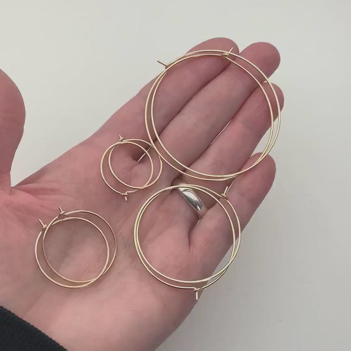 Minimalist 14k Gold Filled Hoop Earrings | Everyday Yellow Gold Hoops in Multiple Sizes | Classic Dainty Lightweight