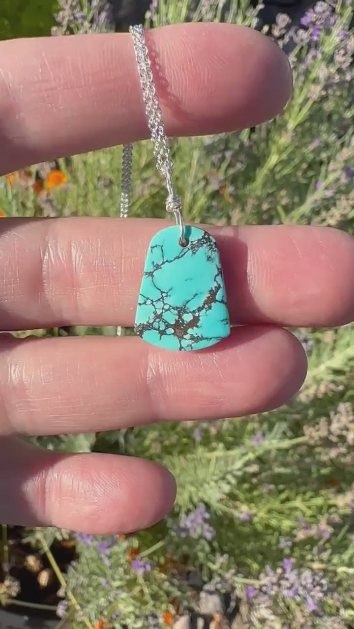 AAA Blue Turquoise Pendant on a Sterling Silver Chain