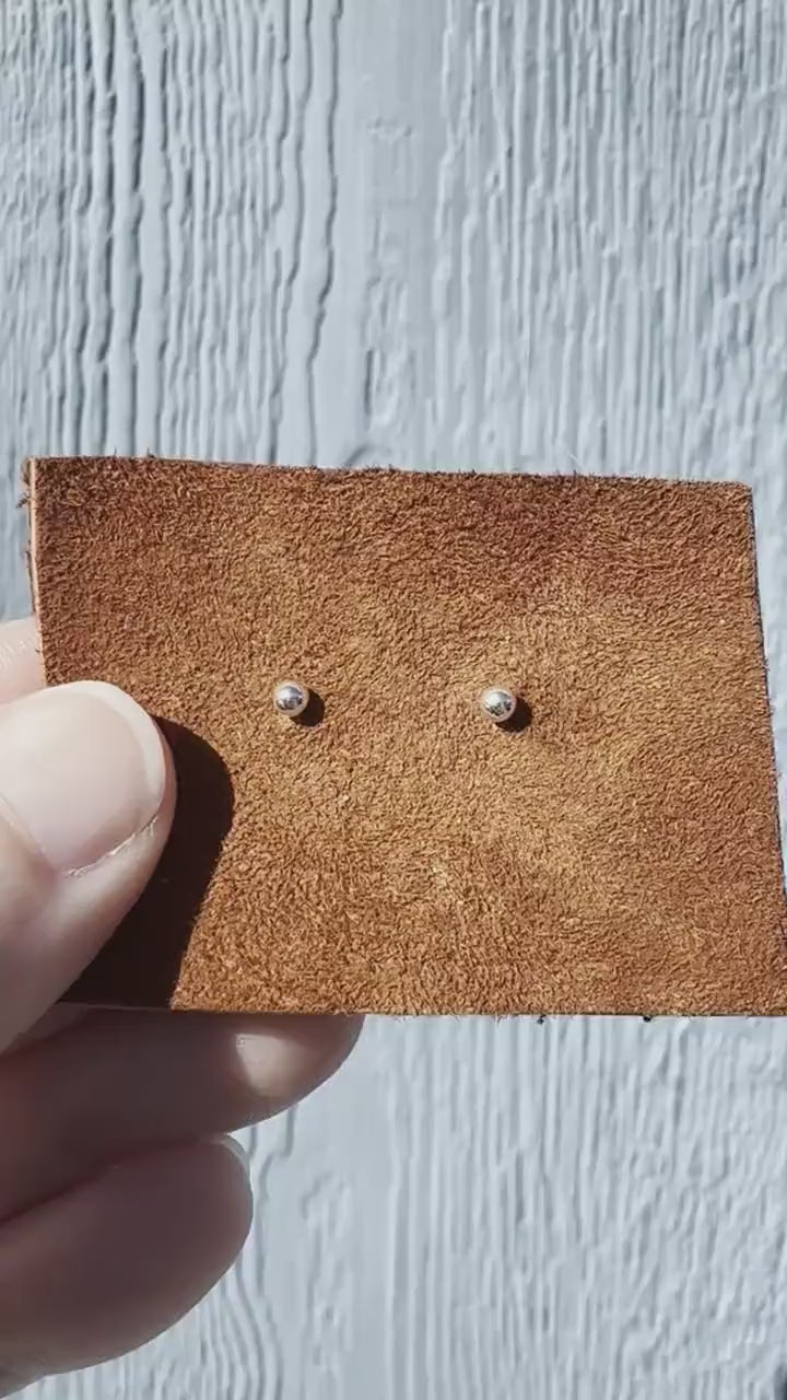 Ball Stud Earrings in Solid 925 Sterling Silver or 14k Yellow Gold Fill