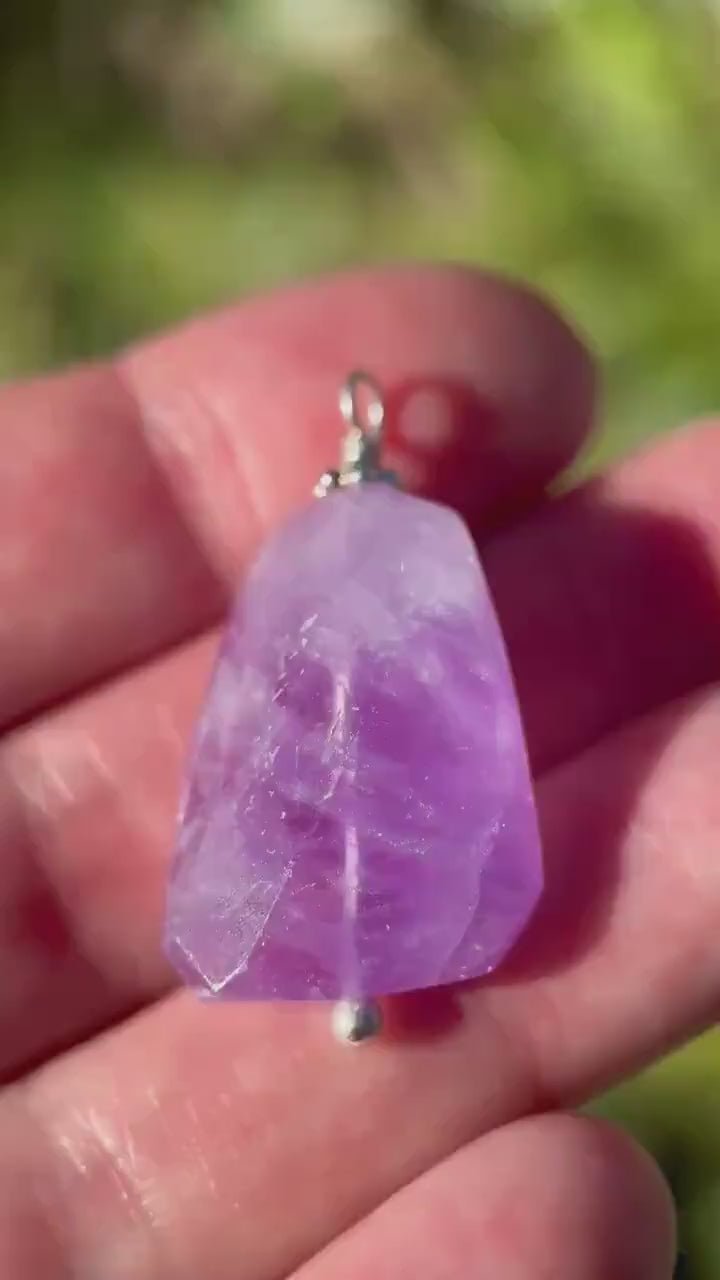 Amethyst Crystal Sterling Silver Pendant