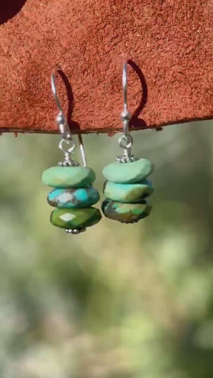 Natural Turquoise Earrings | Sterling Silver | December Birthstone | Handmade in the USA
