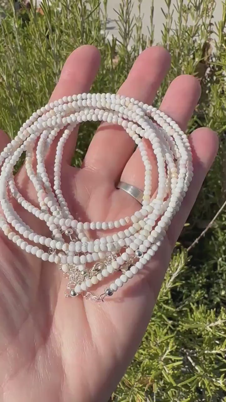 Pale Pink Queen Conch Shell and Solid 925 Sterling Silver Beaded Necklace